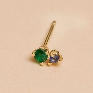 🐠STONE AND STRAND Emerald & Sapphire Buddy Stud Piercing 10k
